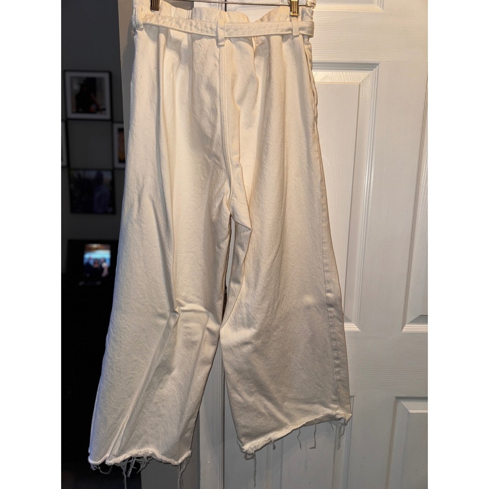 J Brand White Wide Leg Crop Jeans Paperbag Waist Casual Size 32 - Picture 10 of 12